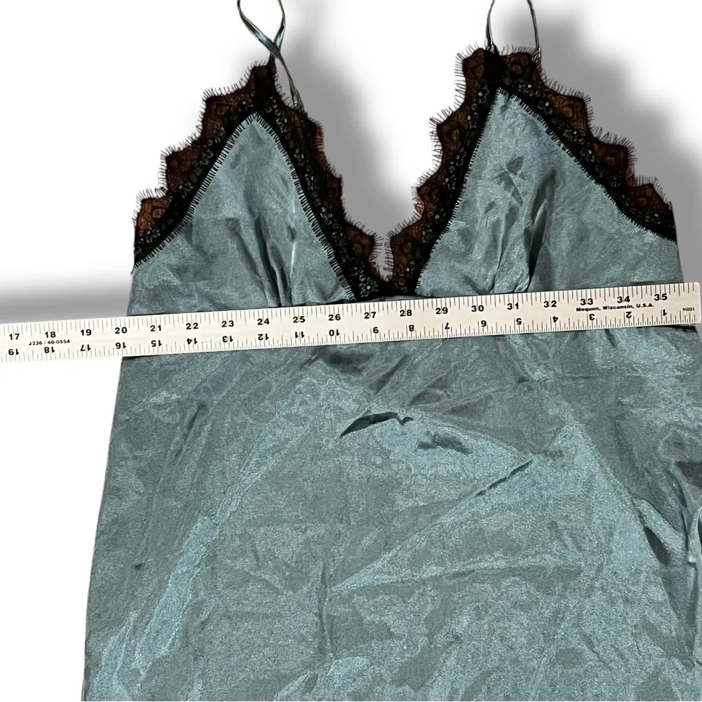 Y2K Unbranded Babydoll Camisole Women’s Seafoam Green W/ Black Lace M Size M - Image 5