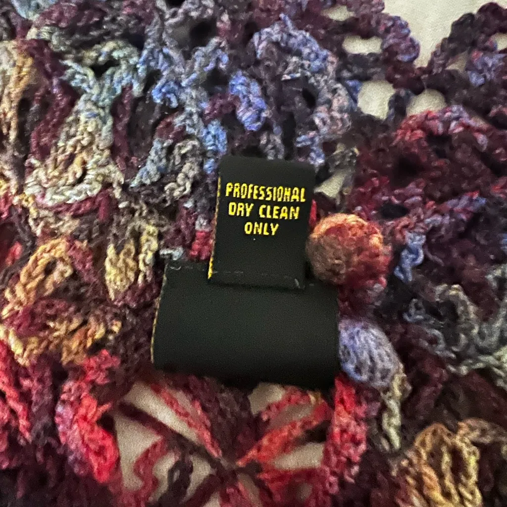 Vintage Colorful Gradient Crochet Open Knit Long Sleeve Sweater Y2K 70s - Image 6