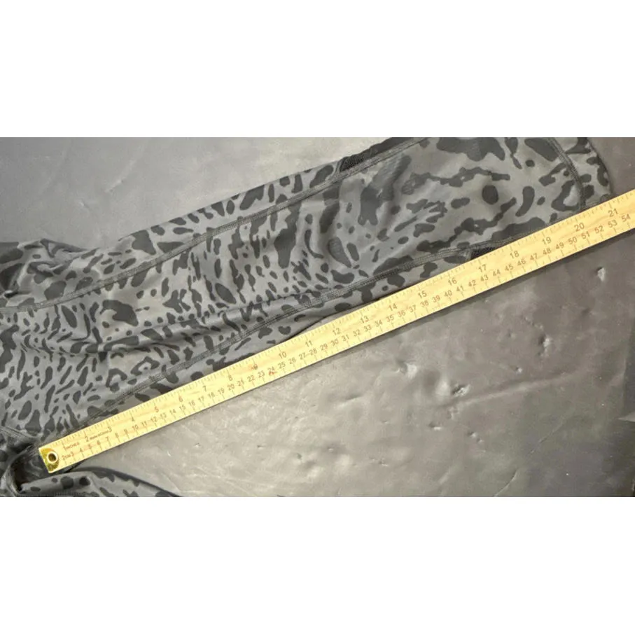 Lululemon Luxtreme Animal Print Athletic Compression Mesh Running Crop Leggings Black Size 4 - Image 9