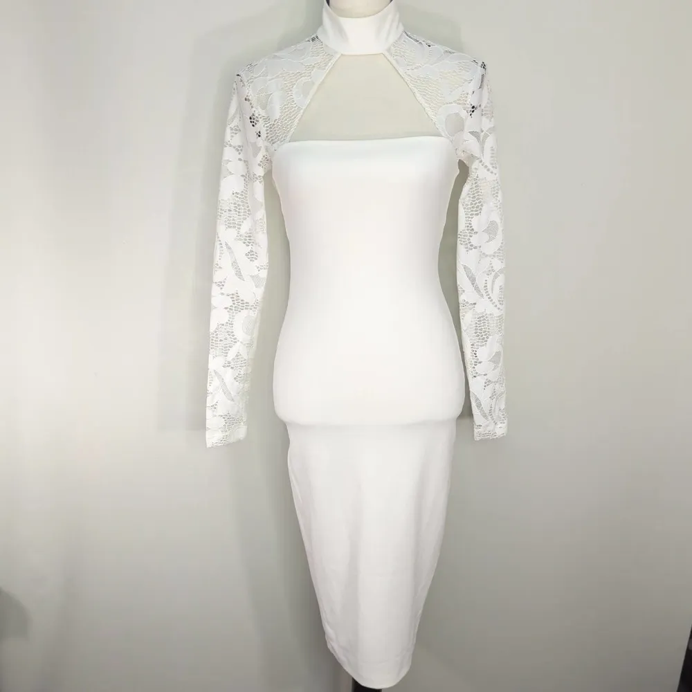 Nookie Lady Lace Long Sleeve Midi Dress in‎ White | NWT|  SMALL - Image 3