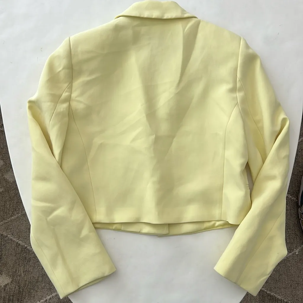 ZARA Cropped Pastel Yellow Blazer Bloggers Favorite XS - Image 6