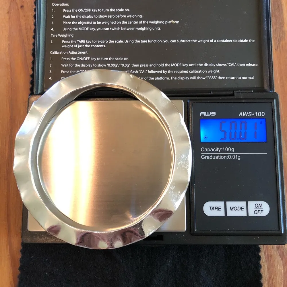 50 grams Solid Silver Scalloped Bangle Bracelet Mexico 925 - Image 8