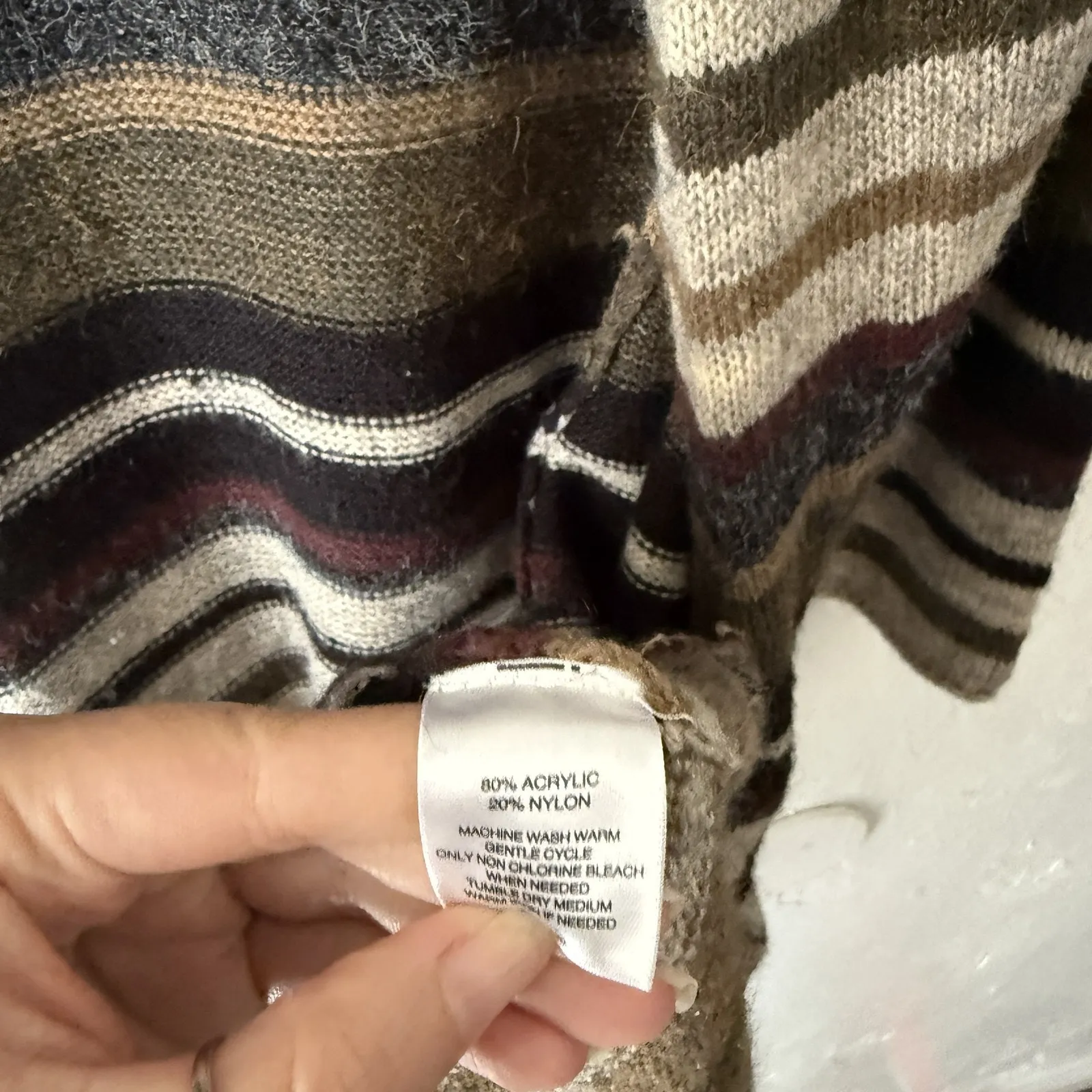 Hannah Cardigan Sweater‎ Y2k Small Striped Open Front Long Knit Layering Earth - Image 5