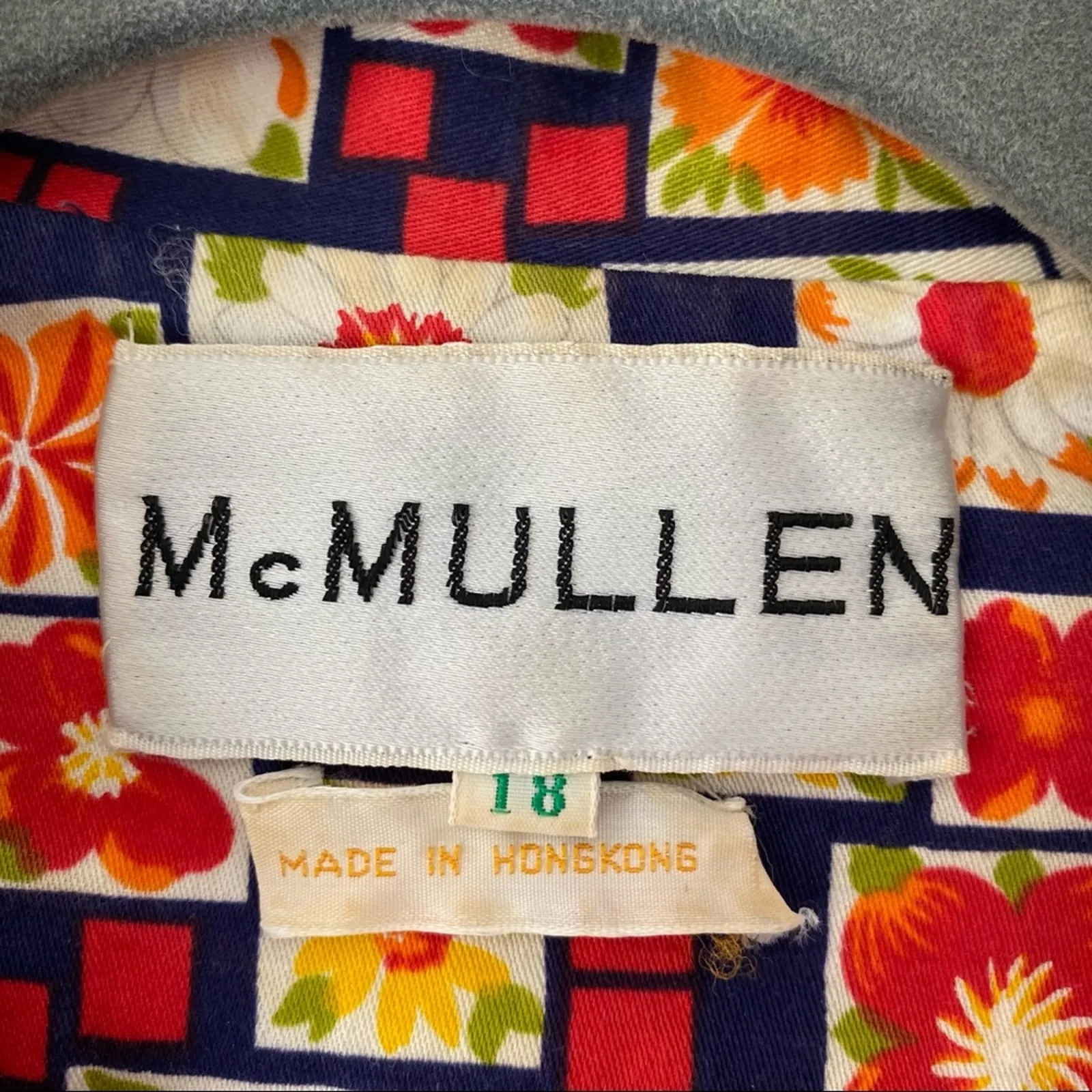 Vintage 60s McMullen Palm Springs Floral Shirt Dress Button Down Retro Floral XL Blue - Image 3