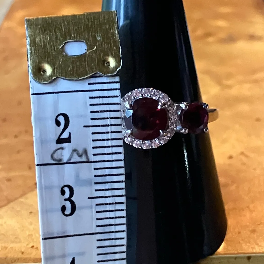 Natural Rhodolite Garnet Sterling Silver Ring Size 8.75 - Image 7