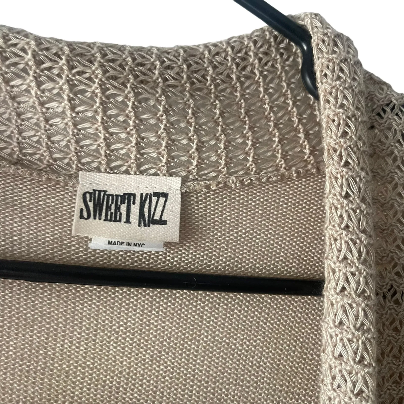 Sweet Kizz Y2k Women's Size Large USA Tank Open Front‎ Cardigan Sweater Brown - Image 5