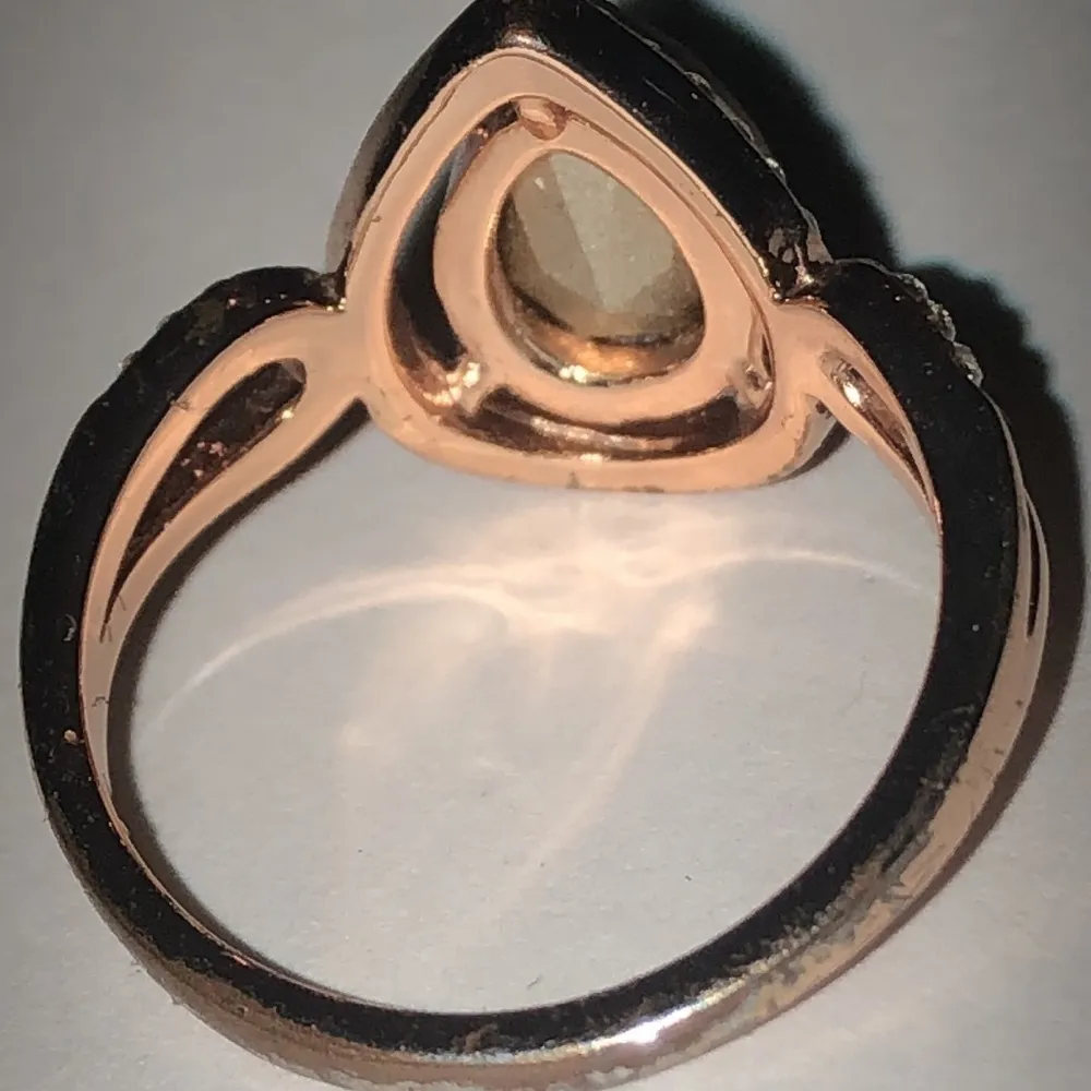 Size 6.75 Rose Gold Tone Smoky Quartz CZ Rhinestone Fashion Statement Ring - Image 3