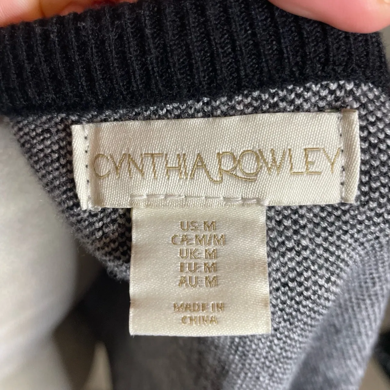 Cynthia Rowley Black‎ White Plaid Button Front Long Sleeve Cardigan Size Medium - Image 5