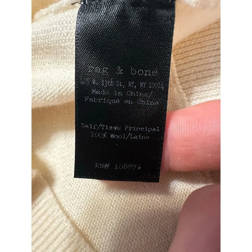 Rag & Bone Jean 100% Wool Sweater Women's Size Medium Cream Crewneck Neutral - Image 4