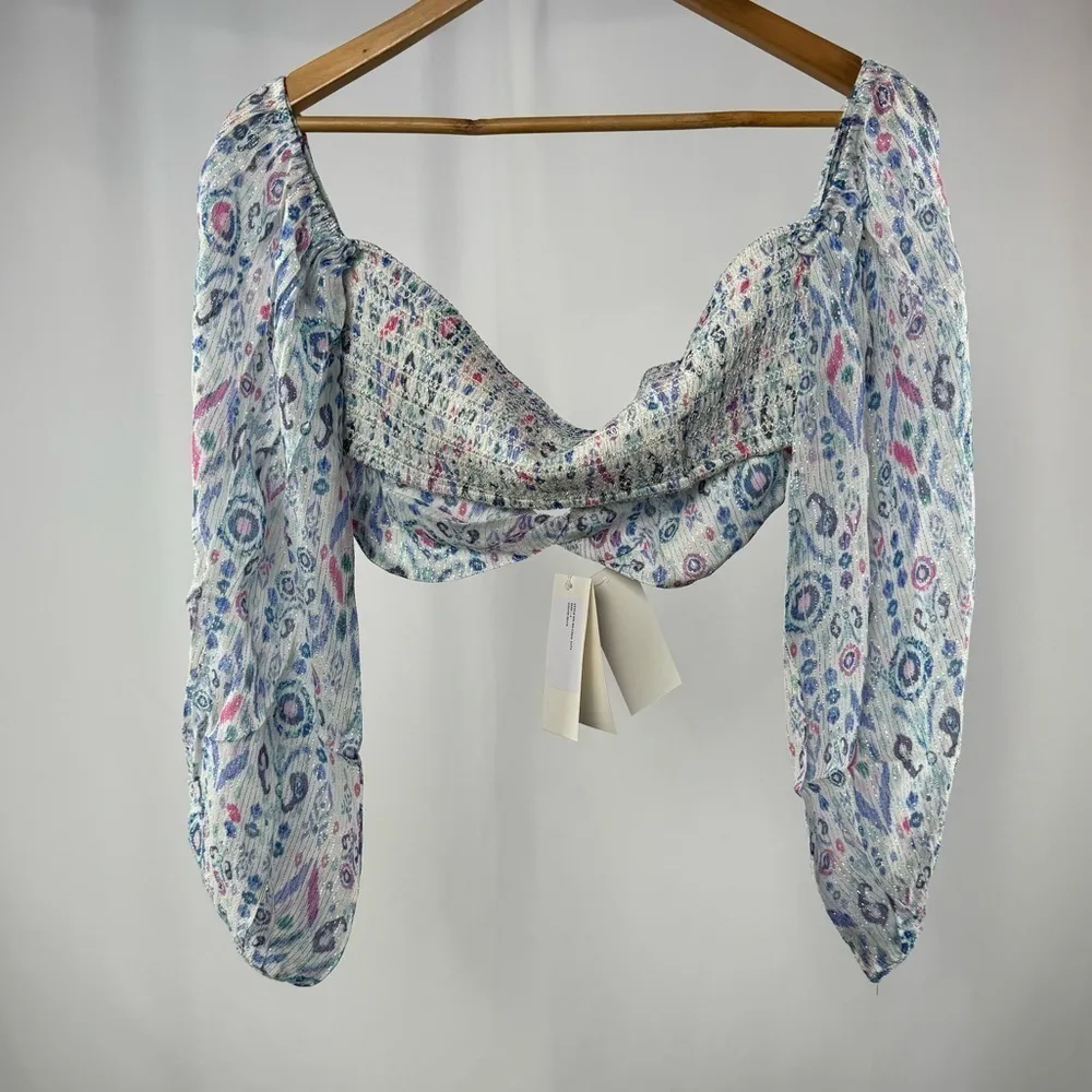 NWT ROCOCO SAND Lada Crop Top in Blue Size Large‎ - Image 5