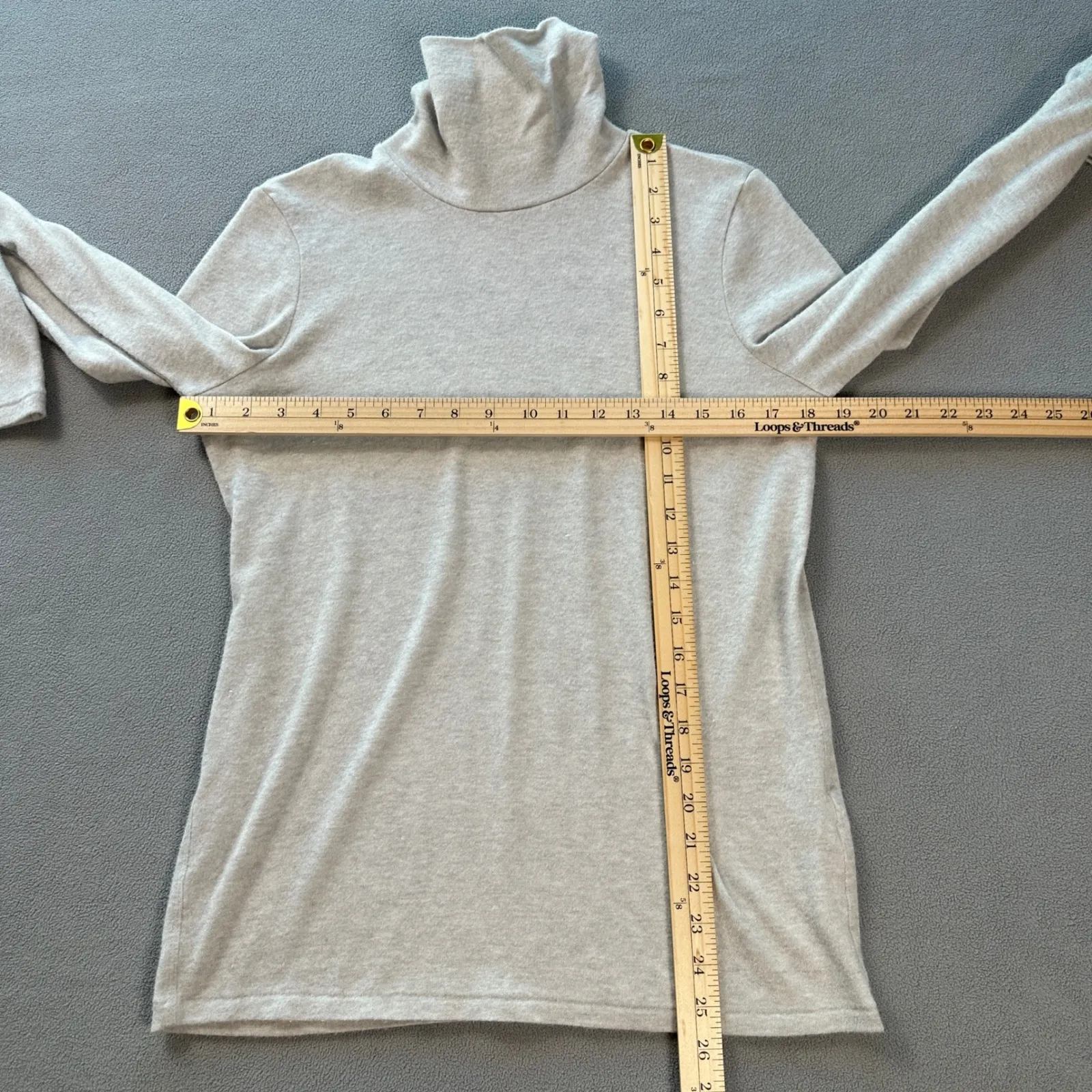 ZARA Knit Sweater Top L Gray Long Sleeve Turtleneck Classic Warm Neutral Classic - Image 3