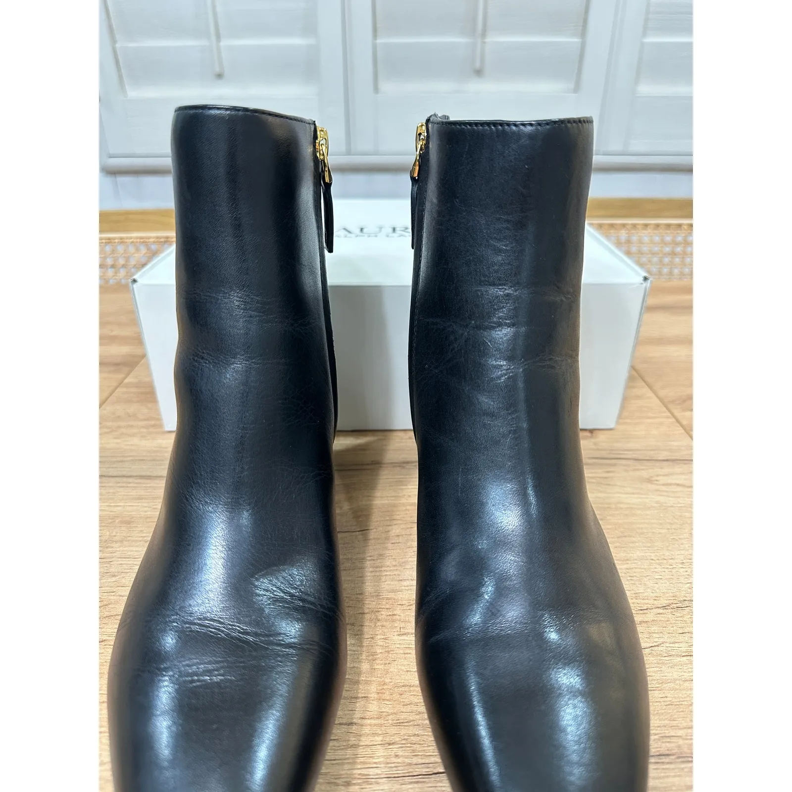 Lauren Ralph Lauren Women's Demi Black Booties Burnished Calf Leather Size 8 NIB - Image 6