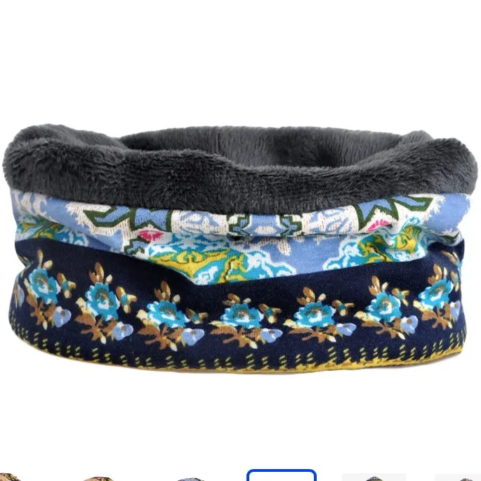 KAYIER Floral Slouchy Beanie Hat Infinity Scarf Lightweight Head Wrap Chemo Cap Blue - Image 6