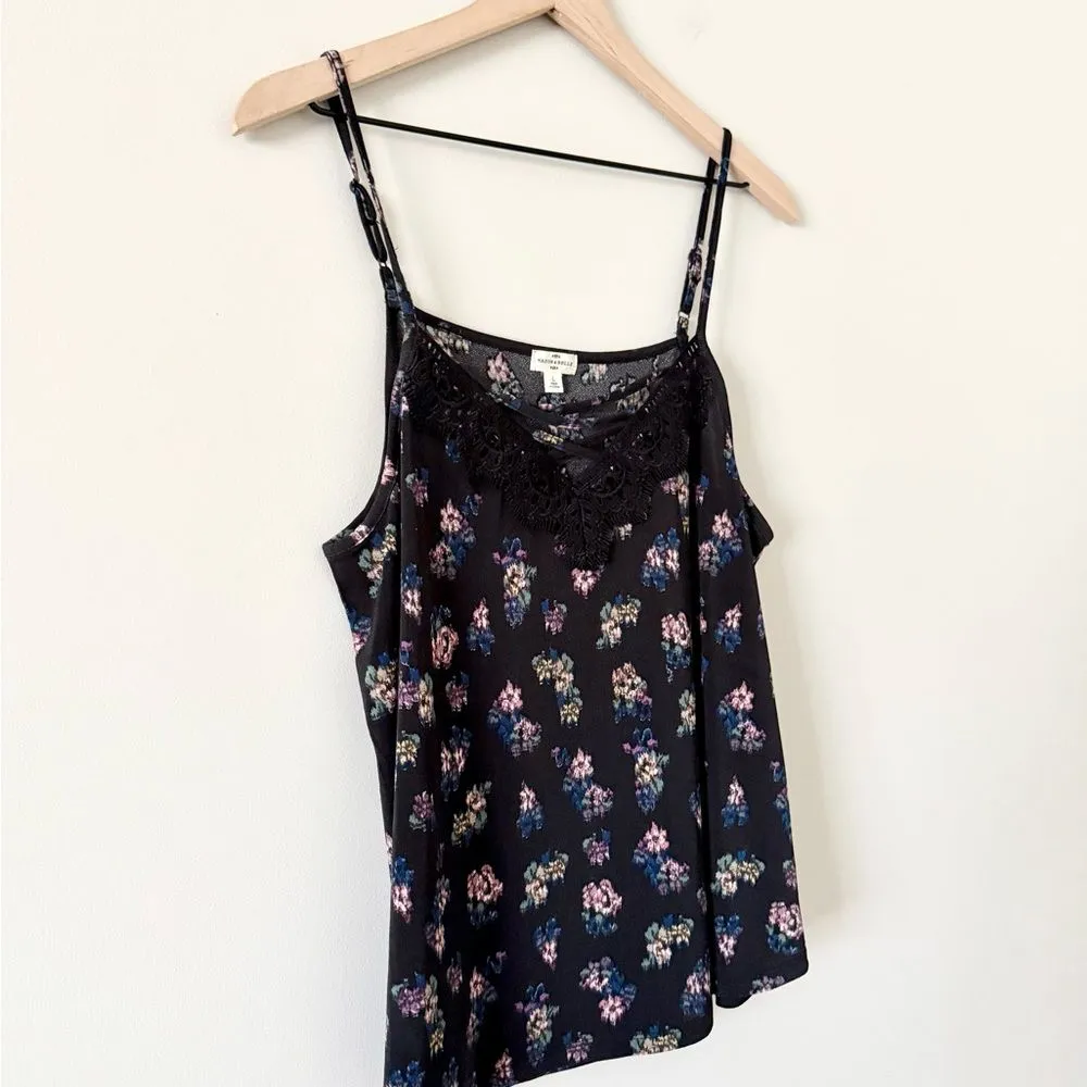 Mason & Belle Lace Edge Camisole in Black and Pink Floral Size L - Image 2