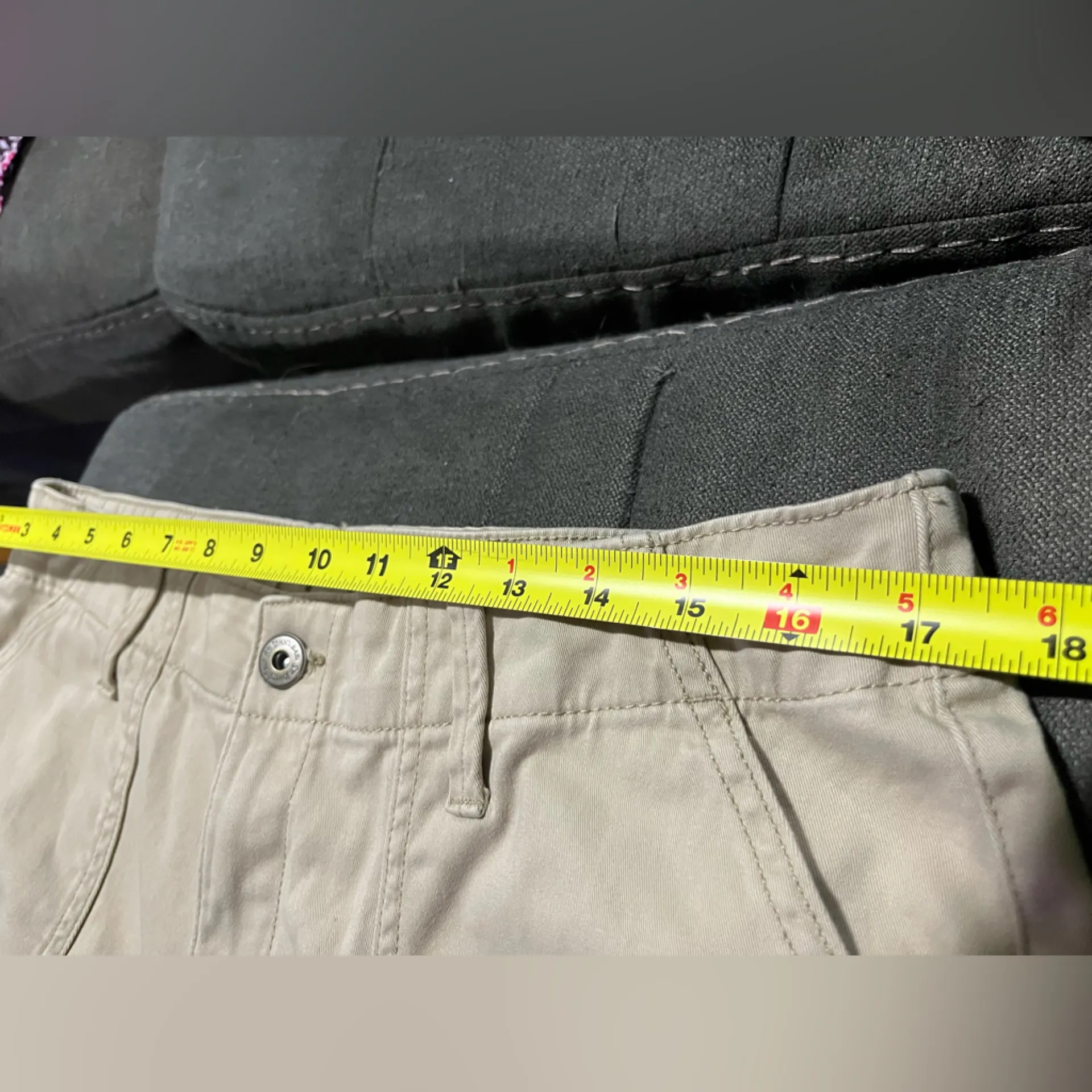 St Johns Bay Pants Womens 12 Beige Khaki Chino Straight Cuffed High-Rise Spandex - Image 6