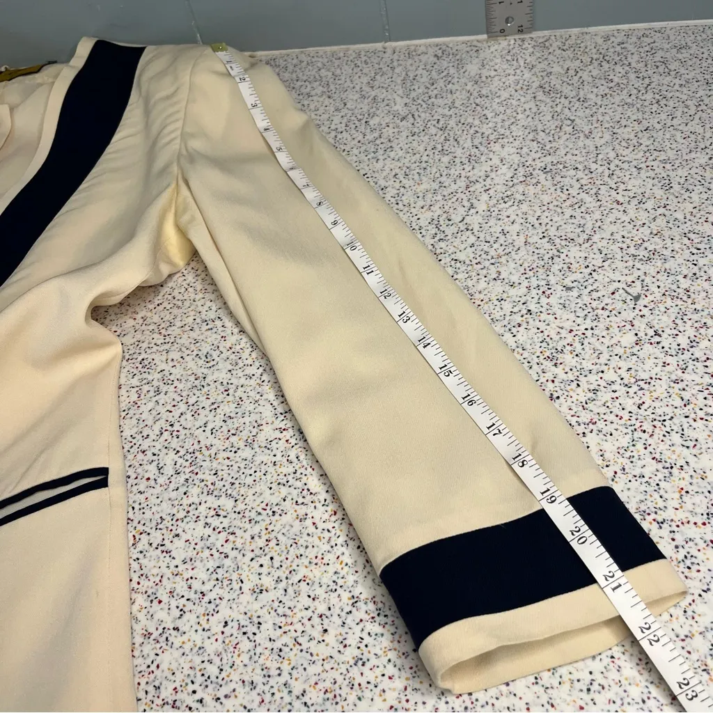 Vintage Fendi Women’s Mock Blazer Ivory Navy Blazer Structured Blouse Size 44 - Image 14