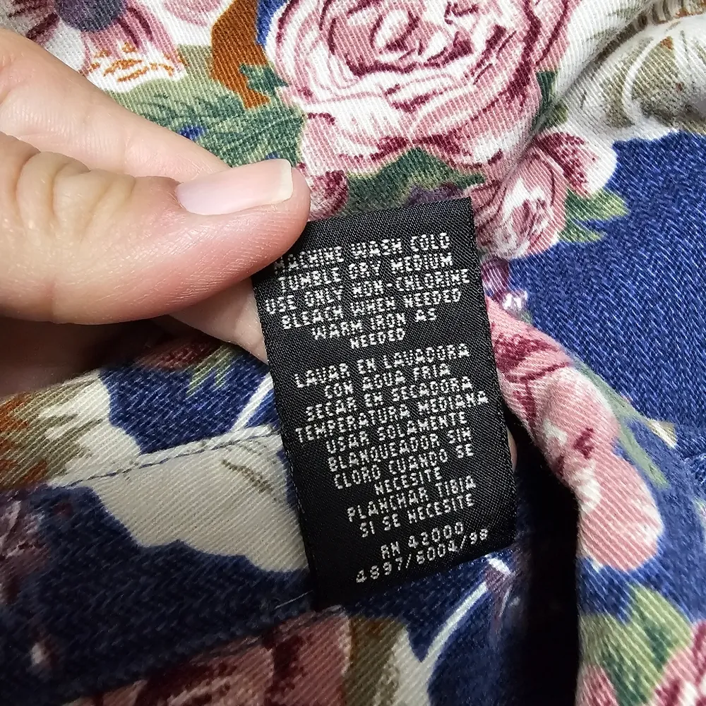 Vintage Route 66 Blue Floral Brushed Cotton Button Down Size Large - Image 6