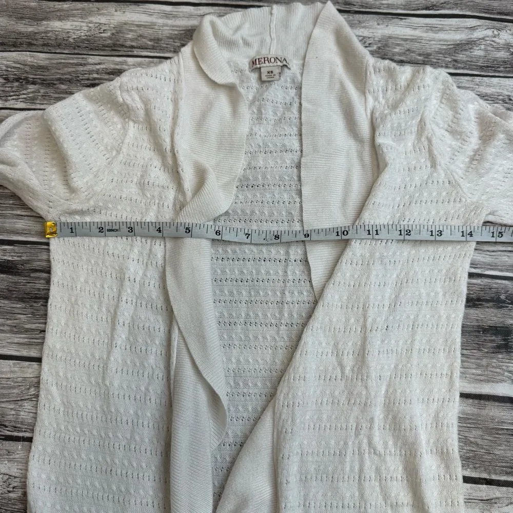 Merona Women's Lightweight Long Sleeve Cardigan White XS Extra Small Long Sleeve - Image 9