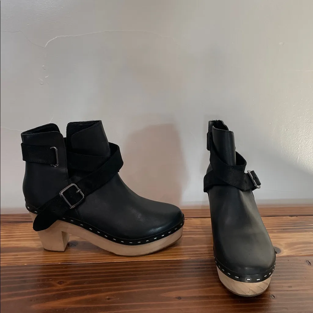 FREE PEOPLE Bungalow Clog Leather Booties Black Size 39 EU (8.5 US) - Image 8