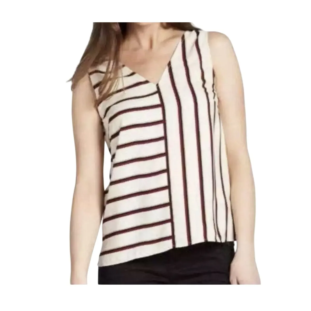 Sunday in Brooklyn Striped Sleeveless‎ Blouse Top XS Evereve NWT Ivory Red Black - Image 2