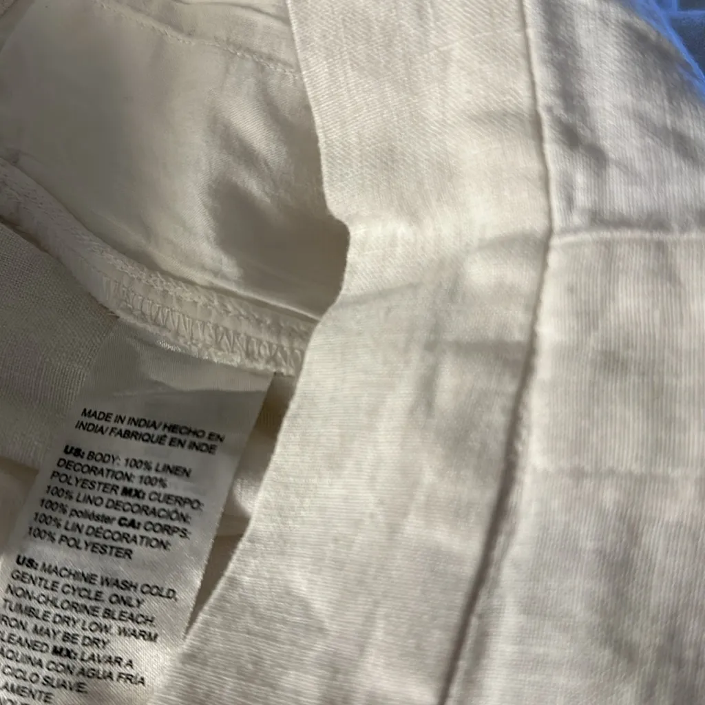 NWT CHICO'S 100% Linen Embroidered Crops Pant - Image 7