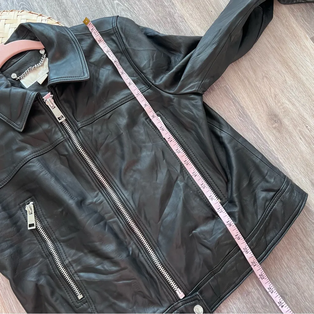 Michael kors genuine leather moto‎ jacket Black Size undefined - Image 4