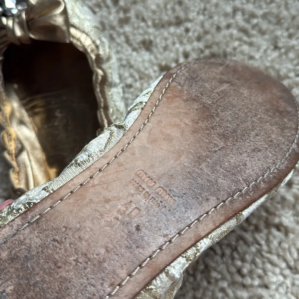 Miu Miu gorgeous crystal lace bow ballet flats - Image 8