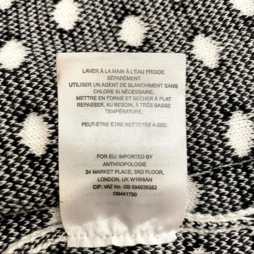 Anthropologie  Moth Jacquard Dottie Black/White Polka dot Sweater Size S - Image 9