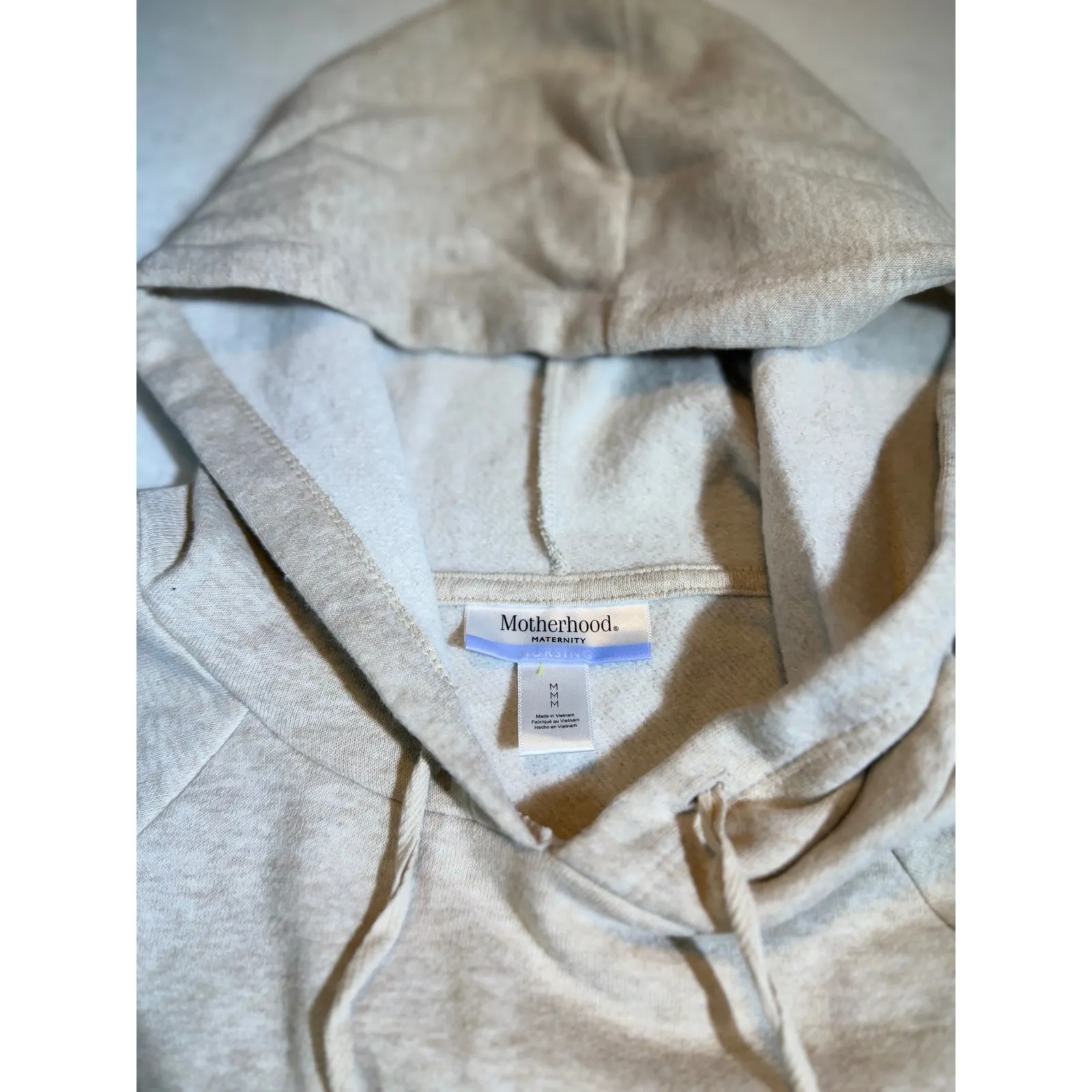 Motherhood Maternity Cross Front Hoodie Long Sleeve Beige Size Medium - Image 3