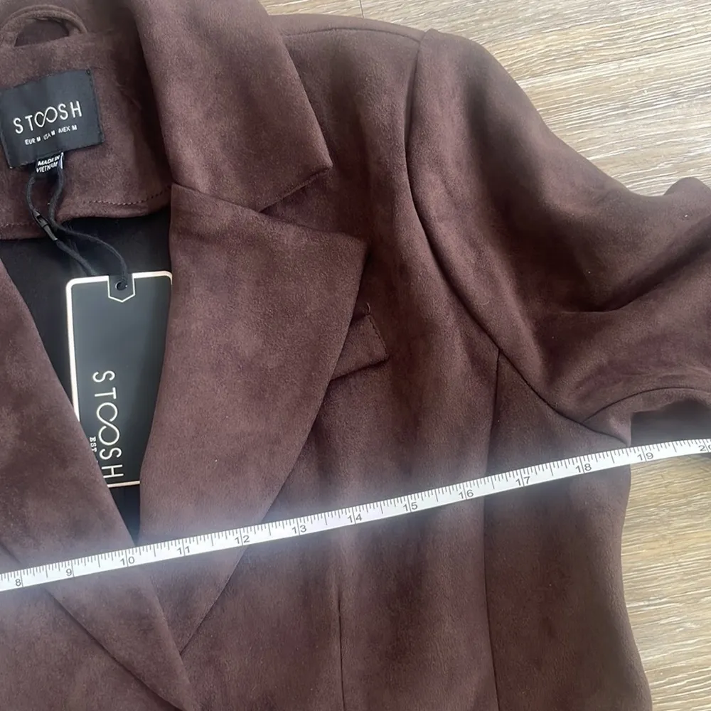 Stoosh  microfiber blazer jacket NWT size Medium coffee brown 2 button - Image 13
