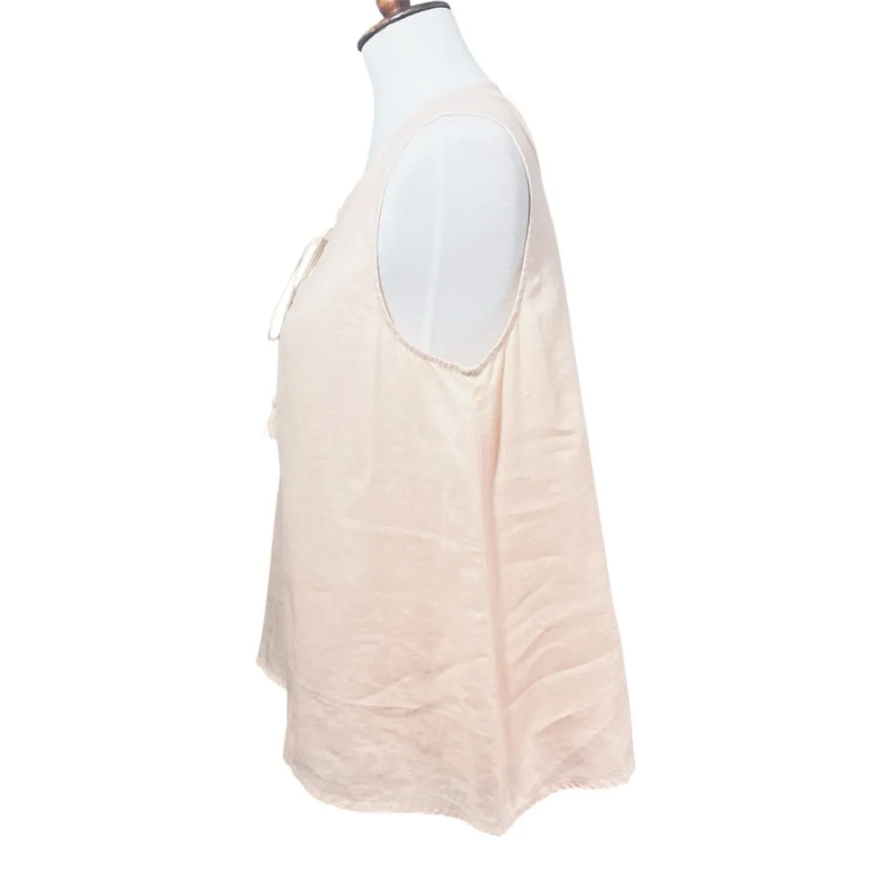 Cremieux 100% linen peach tank with lace up bodice size M - Image 3