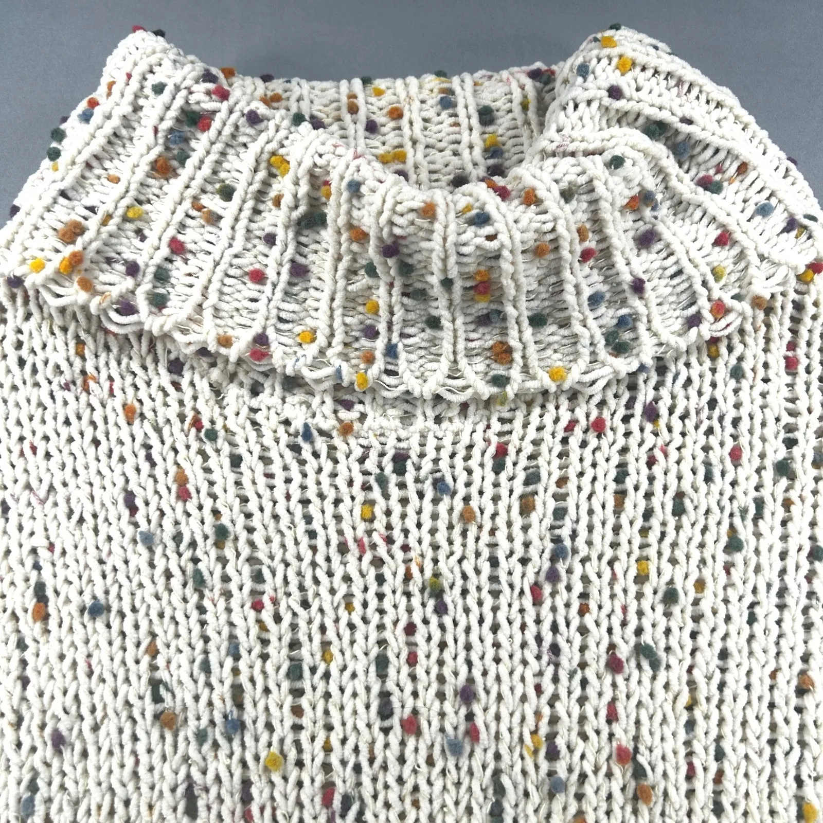 Kori America Women's Cream Confetti Knit Turtleneck Pullover Sweater M/L - Image 6