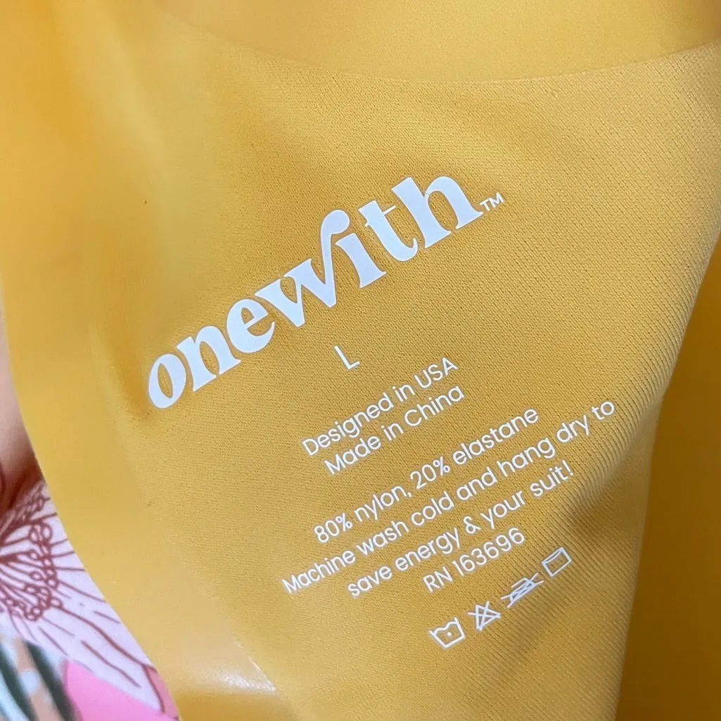 Onewith Swim Bellows Trop Pop Tropical Floral One Piece Swimsuit Size Large Pink - Image 5