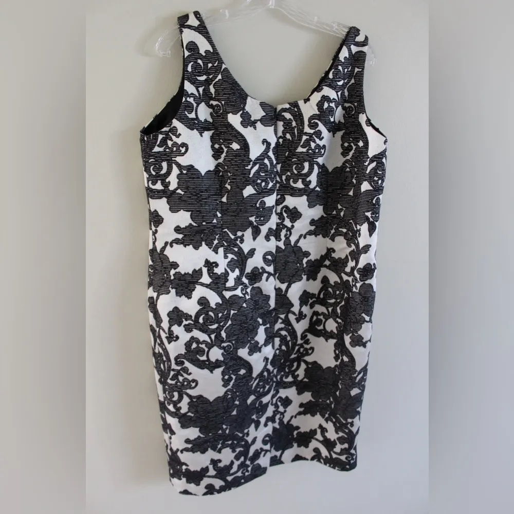 Albert Nipon Black & White Floral Print Dress & Coat Set Gray Size 18 - Image 9