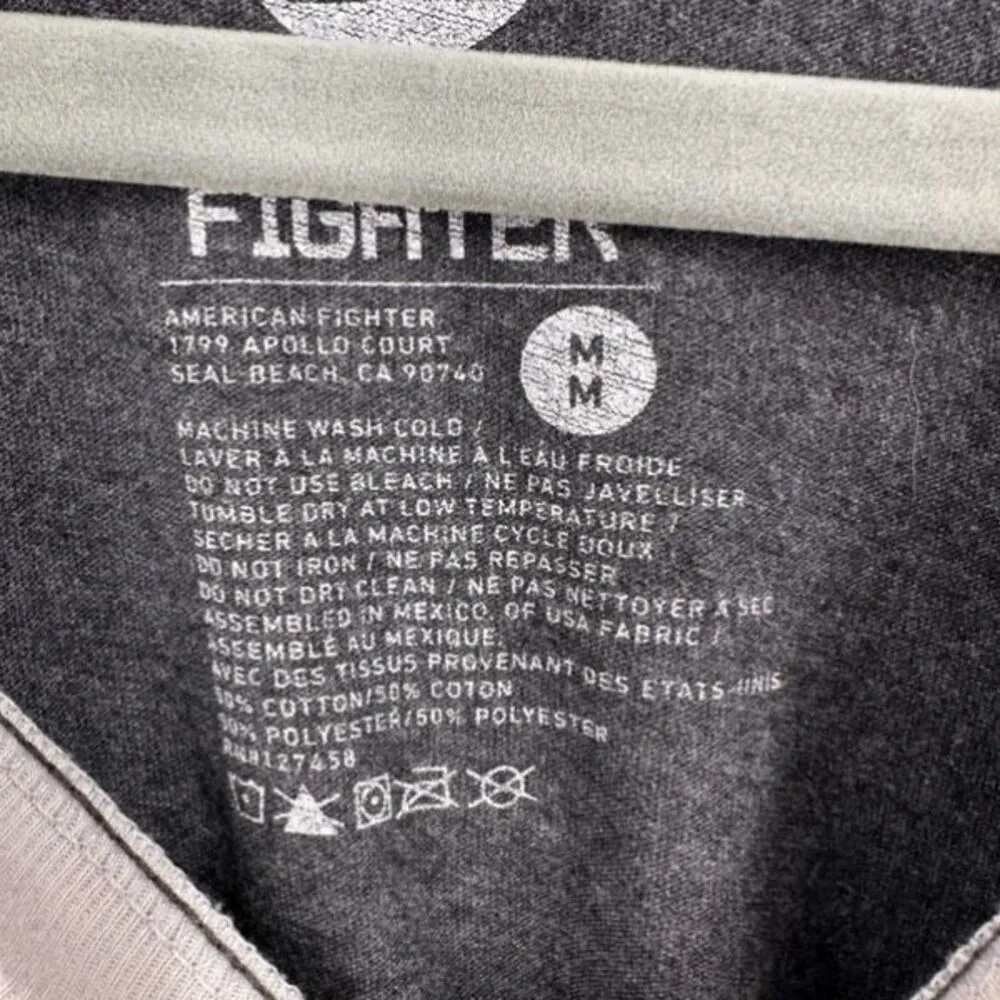 American Fighter Ringer Tee‎ Shirt Gray Long Sleeve Medium - Image 7