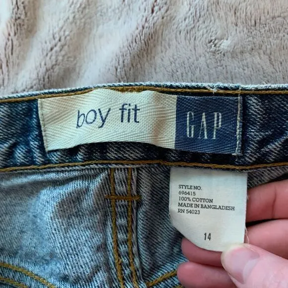GAP Womens Vintage Y2K Boy Fit Button Fly Cotton Denim Jeans Blue‎ Size 14 - Image 4