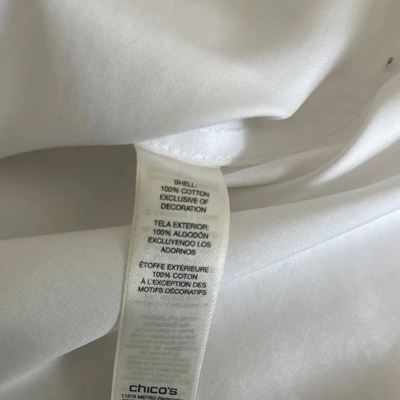 Chicos 4 Women Top 2X White Cheetah Trim‎ Button Up Chic Contemporary Office - Image 9