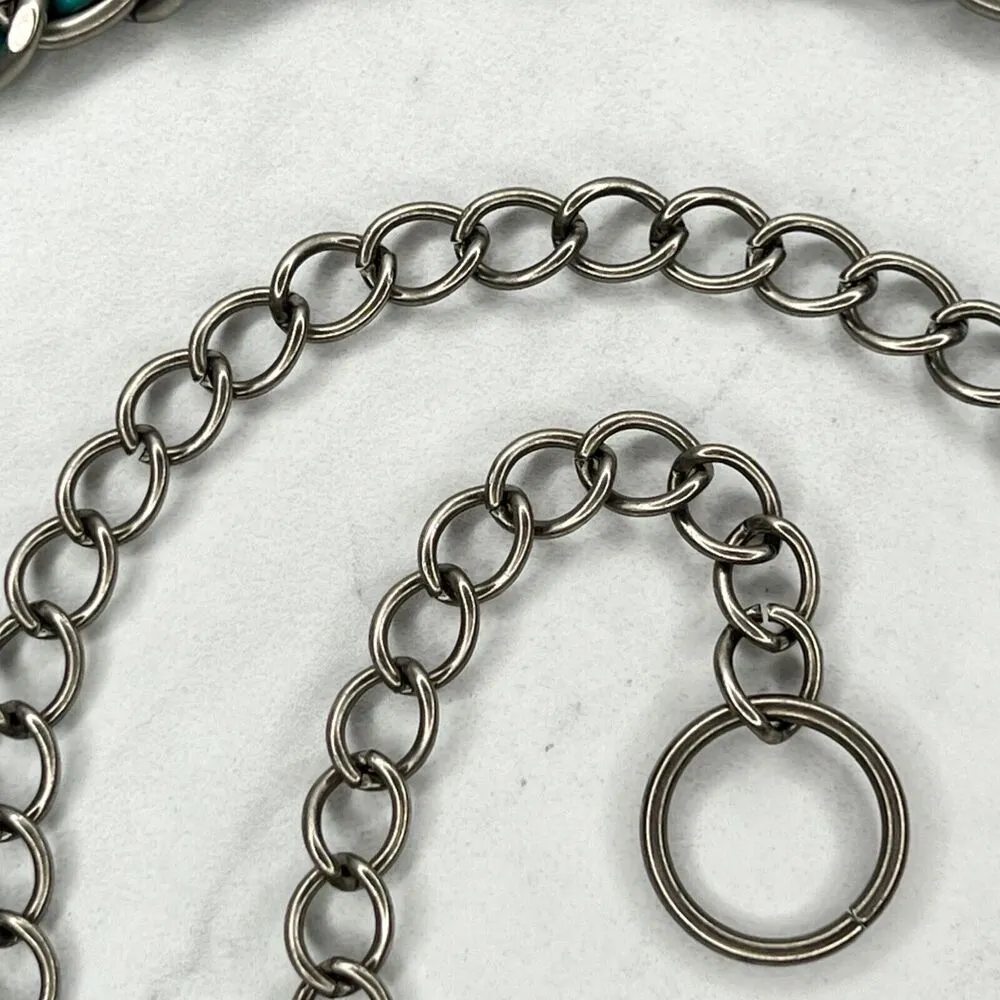 Silver Tone Faux Leather Woven Chain Link Belt Y2K One Size (OS) ✨ - Image 11