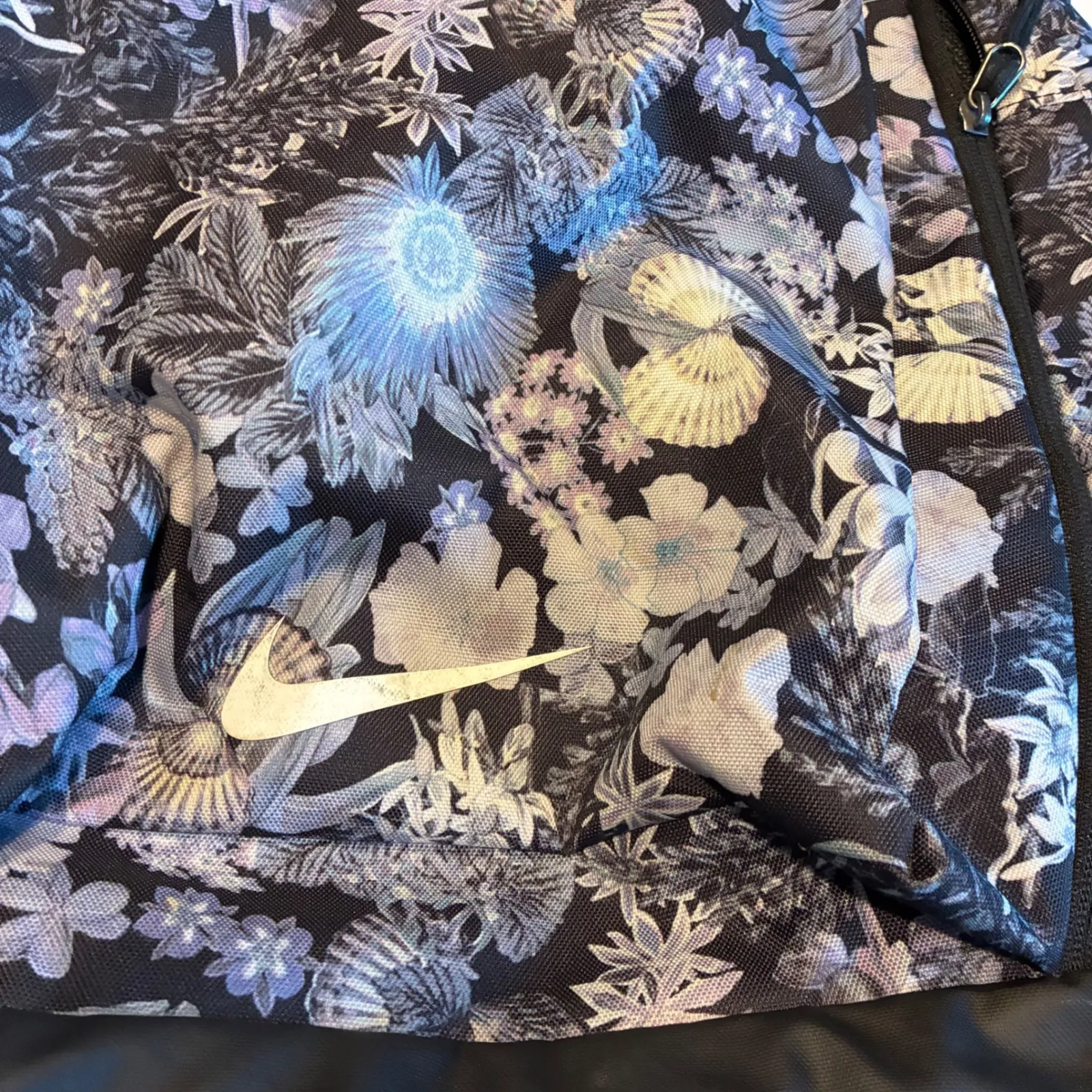 Nike Women's Floral Roll Top Backpack Black Blue White Casual Gym Travel - Image 3