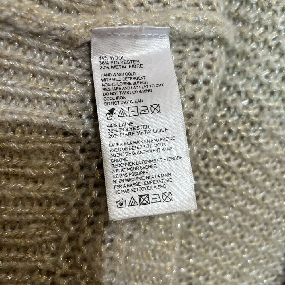 Tommy Bahama Sweater Womens Extra Large XL Beige Metallic Wool Blend Pullover - Image 8