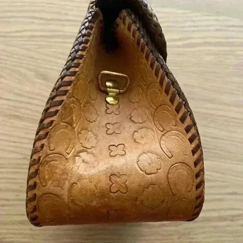 Mexican Hand Tooled Purse Bag Artesanal Brown - Image 3