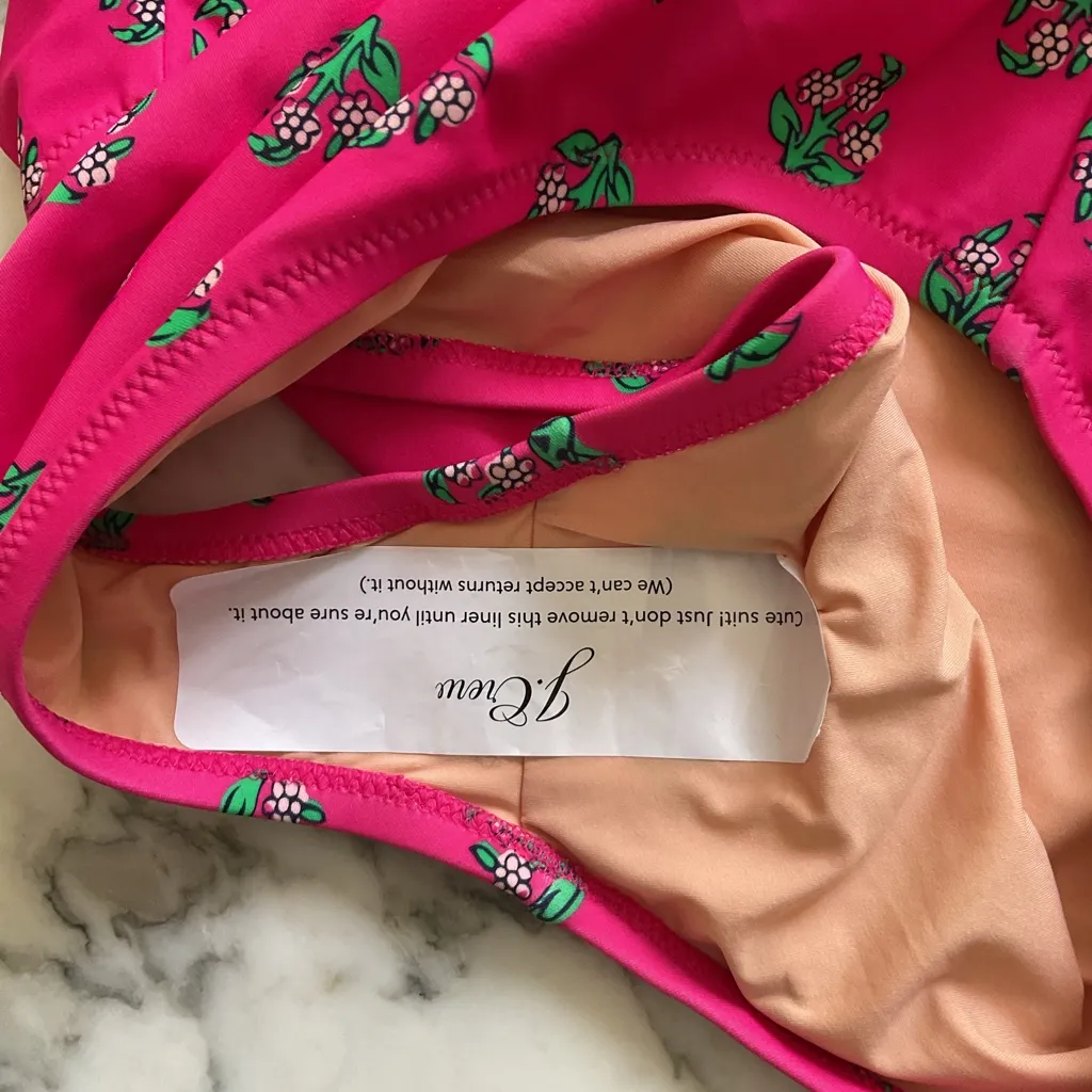 NWT J Crew Bandeau One-piece Swimsuit Floral Fuchsia size medium - Image 2