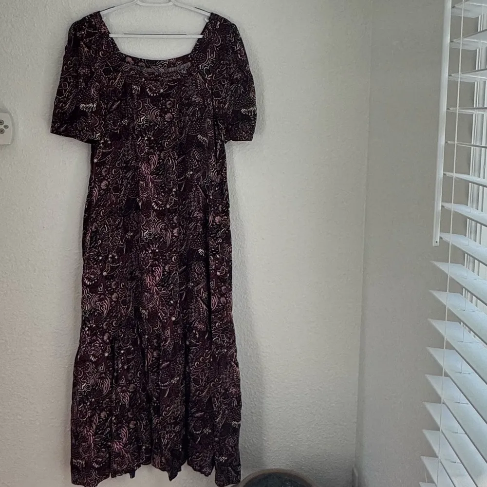Anthropologie Maeve Lisabetta Maxi Dress Paisley Print Purple Wine Size S - Image 3