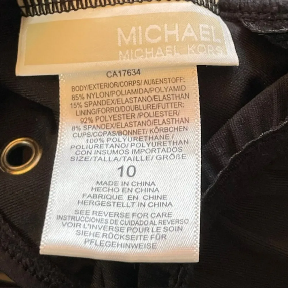 Michael Kors Side Cut Out One Shoulder Black Grommet Swimsuit Grunge Luxe 10 - Image 6