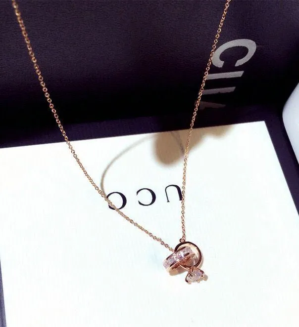 14K Rose Gold Plated Ring Pendant Necklace - Image 4