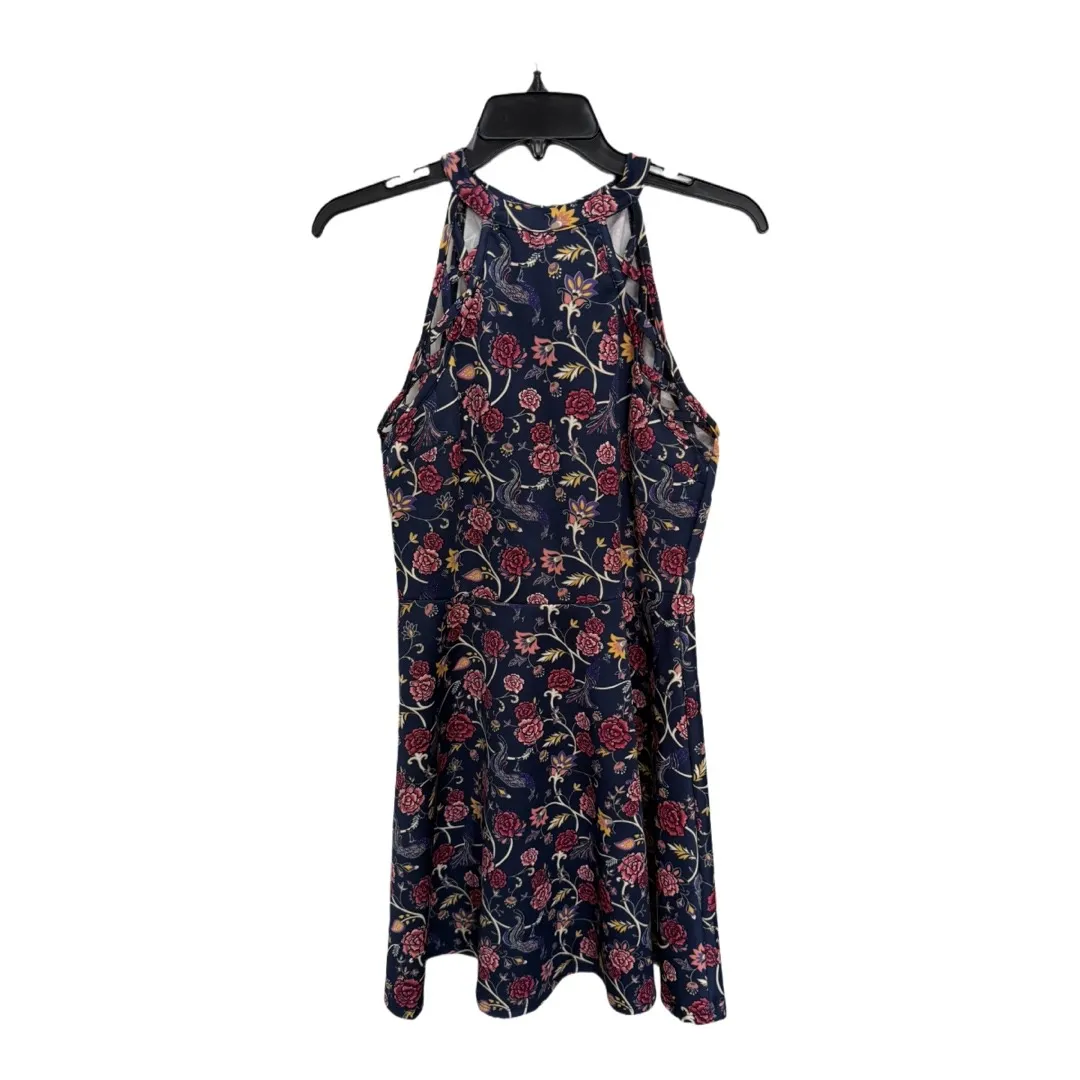 No Boundaries Navy Floral Mini Dress Keyhole Back Size Large Juniors NWT - Image 2