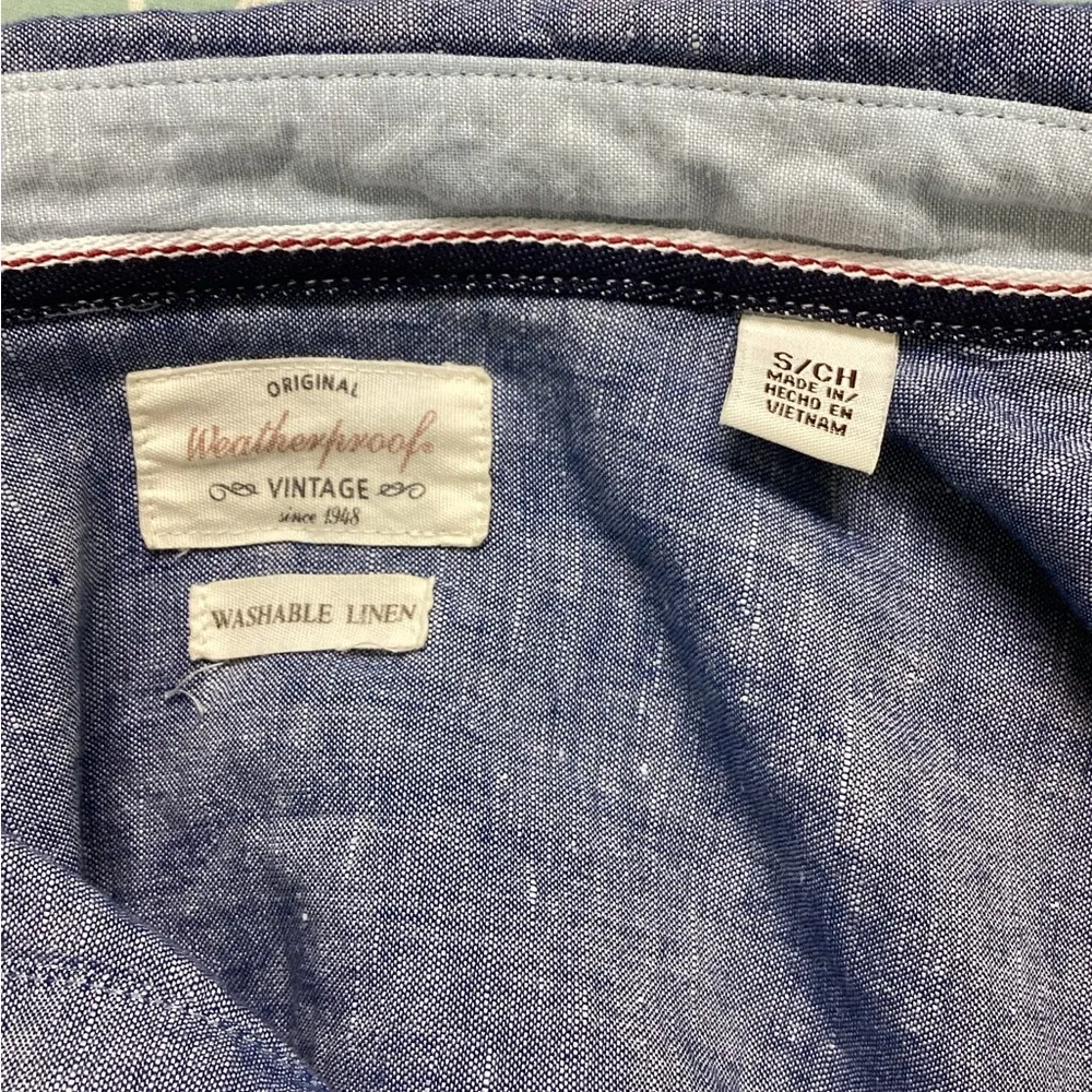 Weatherproof Blue Button Down Shirt Relaxed Fit Linen Blend - Image 5