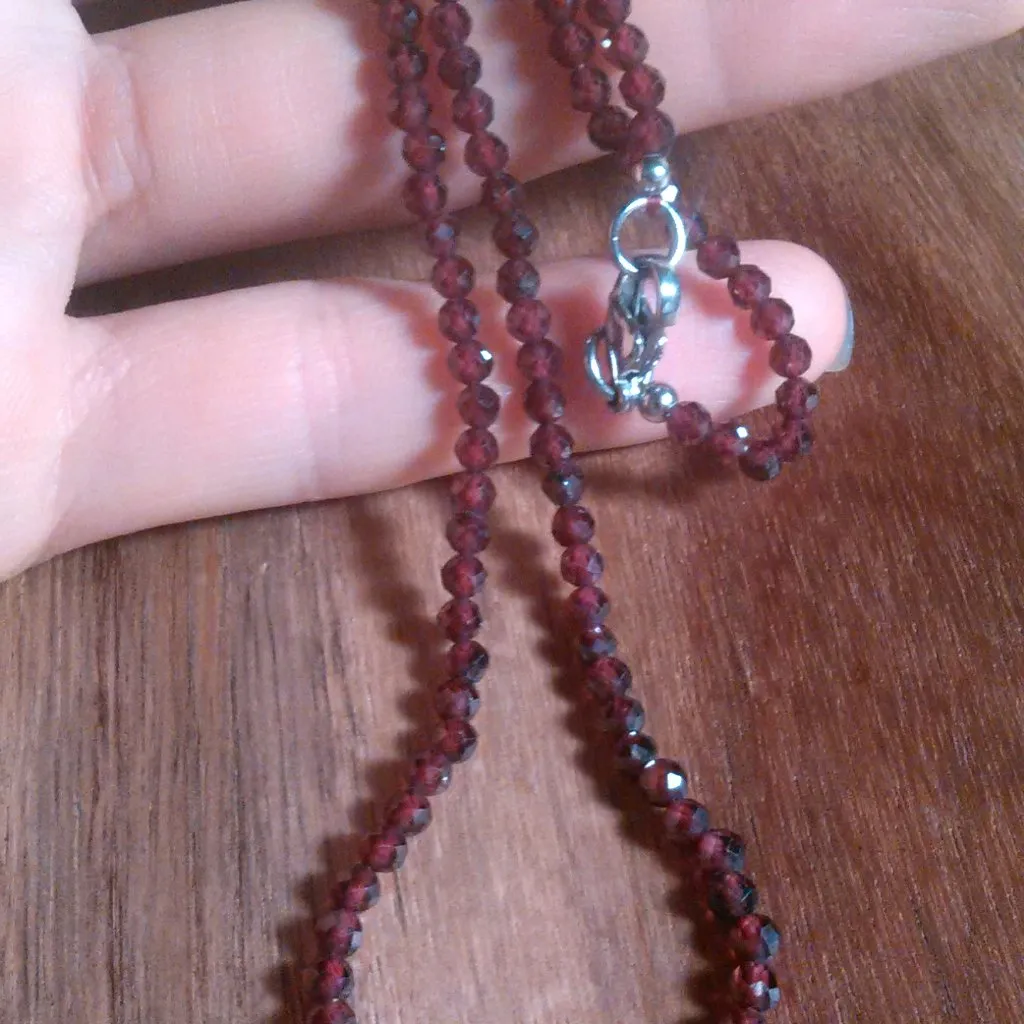 Mozambique Garnet Stainless Steel Beaded Necklace - Image 3
