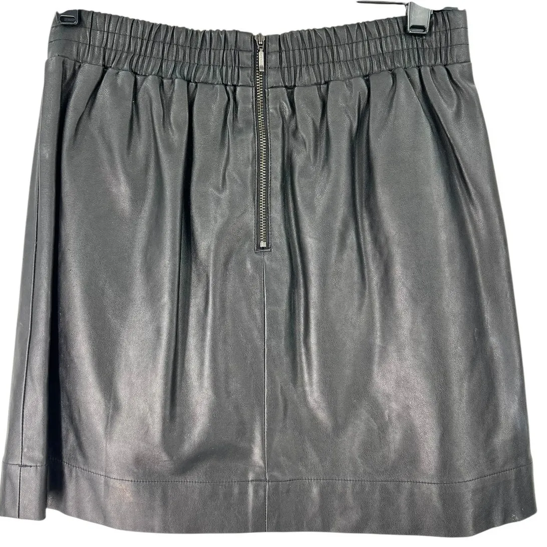 LOFT Ann Taylor S Faux Leather Mini Skirt Black Short Elastic Waist Minimalist - Image 4