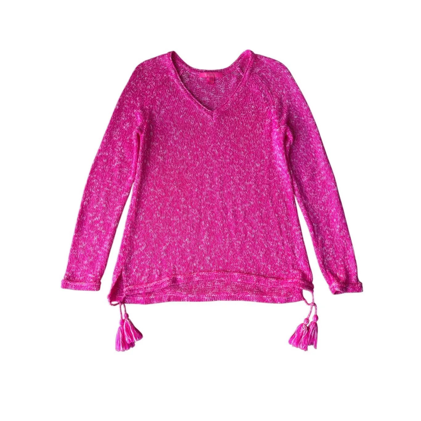 Lilly Pulitzer Mackay Slub V-neck Knit Sweater In The Color Raz Berry Size M - Image 5